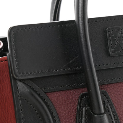 Celine Baby Grained Calfskin Nubuck Tri-Color Nano Luggage Burgundy Wine 10 of 10
