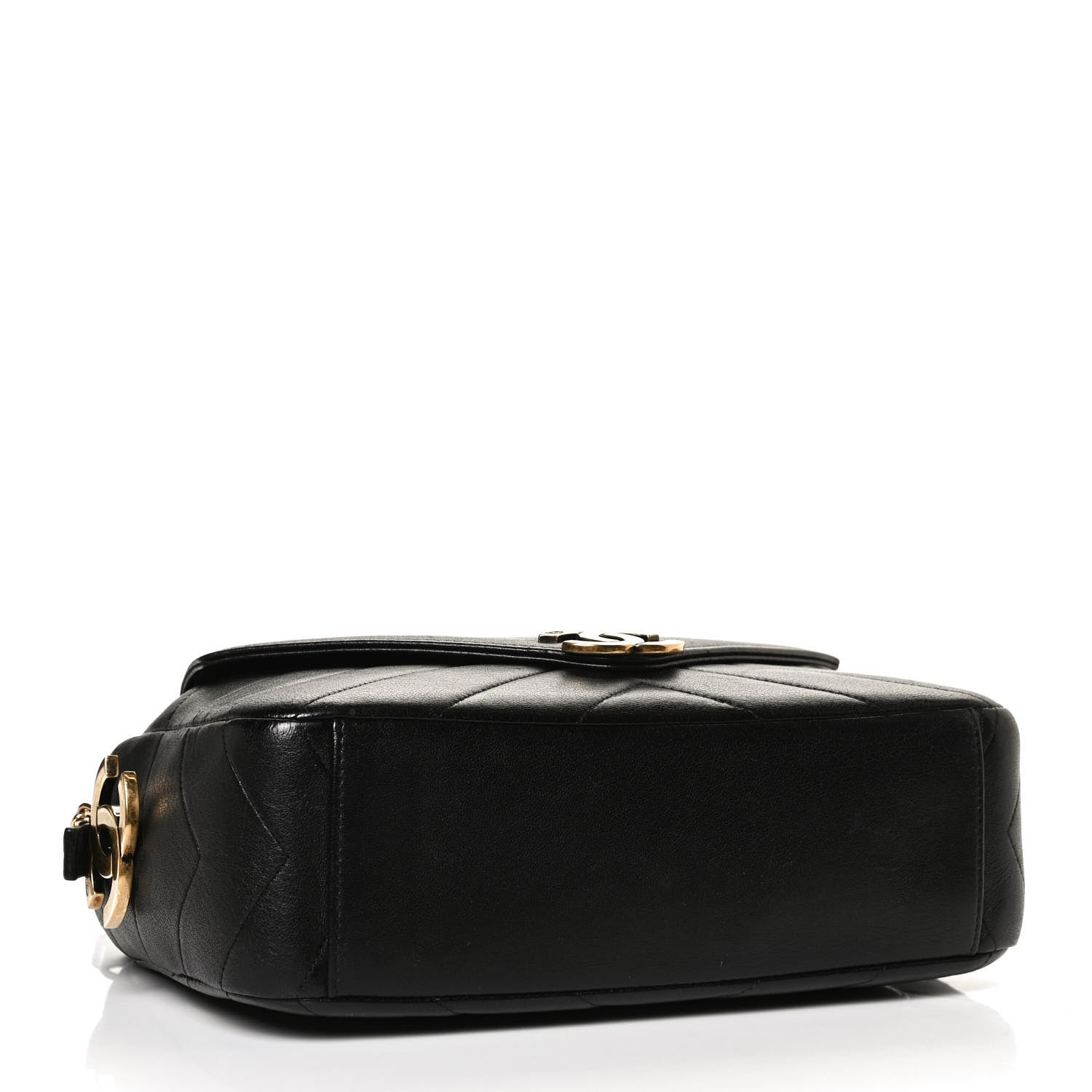 Chanel Lambskin Chevron Quilted Coco Envelope Flap Camera Case Black 4 of 10