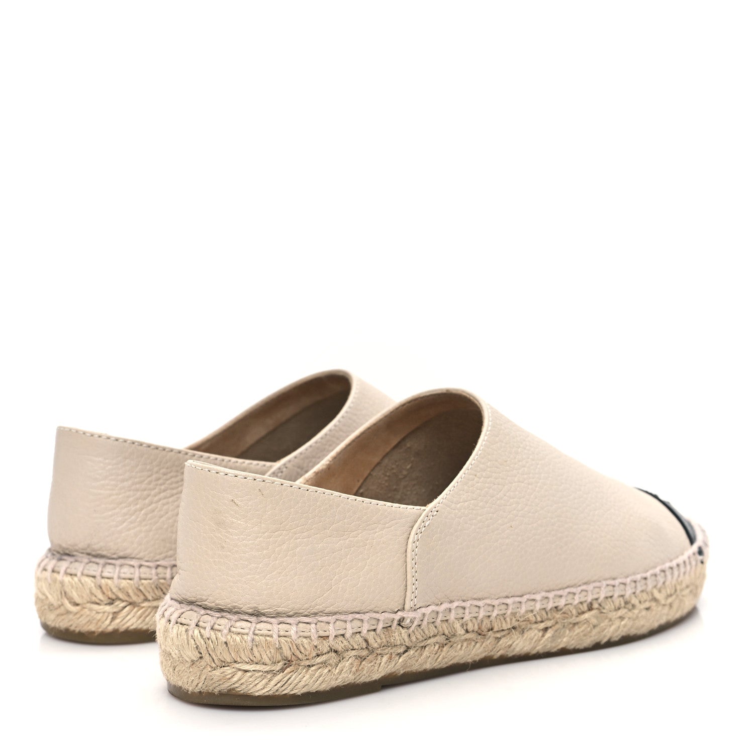 Chanel Grained Calfskin CC Espadrilles 38 Beige Black 4 of 7