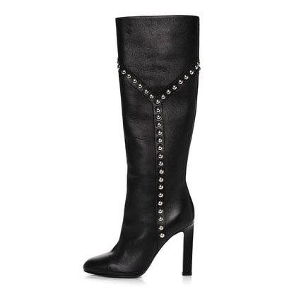 Saint Laurent Calfskin Light Studded Grace 105 Boots 36 Black 1 of 9