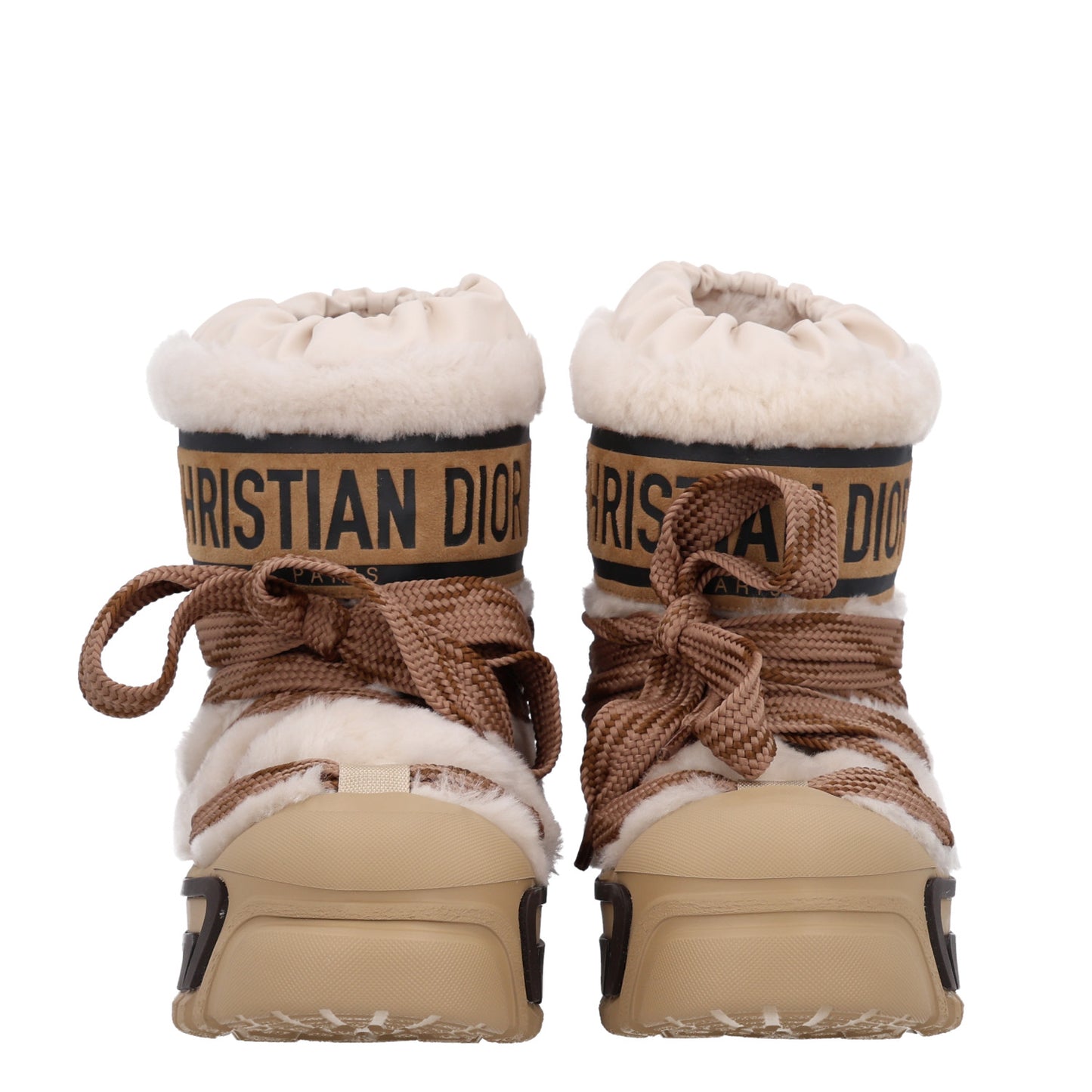 Shearling Suede Lambskin DiorAlps Snow Ankle Boot 37-38 Chestnut