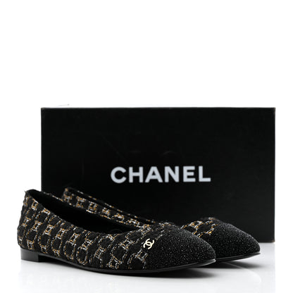 Chanel Tweed Cap Toe Ballerina Flats 37 Black 9 of 9