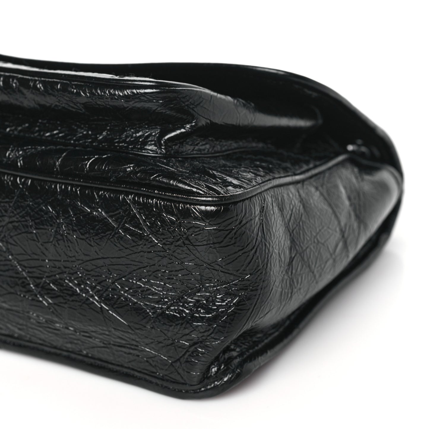 SAINT LAURENT Crinkled Calfskin Matelasse Monogram Medium Niki Chain Satchel Black