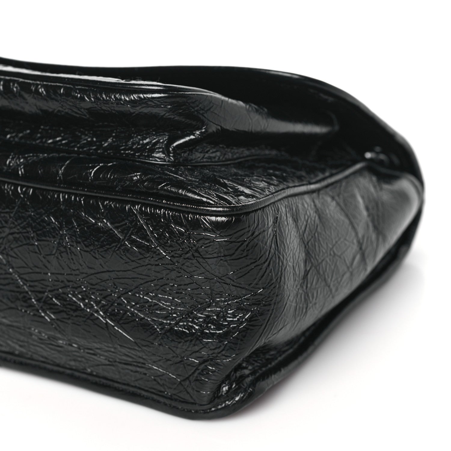 Saint Laurent SAINT LAURENT Crinkled Calfskin Matelasse Monogram Medium Niki Chain Satchel Black 8 of 9