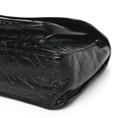 Saint Laurent SAINT LAURENT Crinkled Calfskin Matelasse Monogram Medium Niki Chain Satchel Black 8 of 9