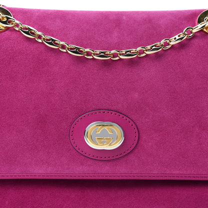 Gucci Suede Azalea Calfskin Small Marina Chain Shoulder Bag Fucsia 11 of 11