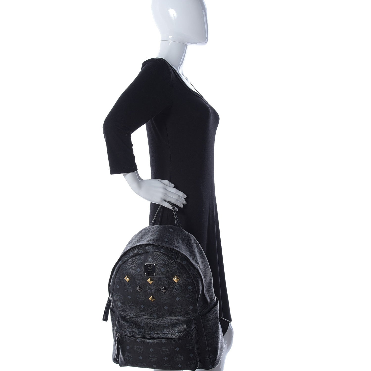 MCM Visetos Medium Sprinkle Stud Stark Backpack Black 2 of 9