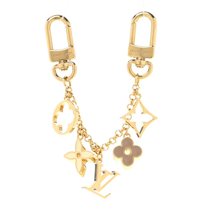 Louis Vuitton Brass Enamel Fleur De Monogram Bag Charm Chain Gold 1 of 5