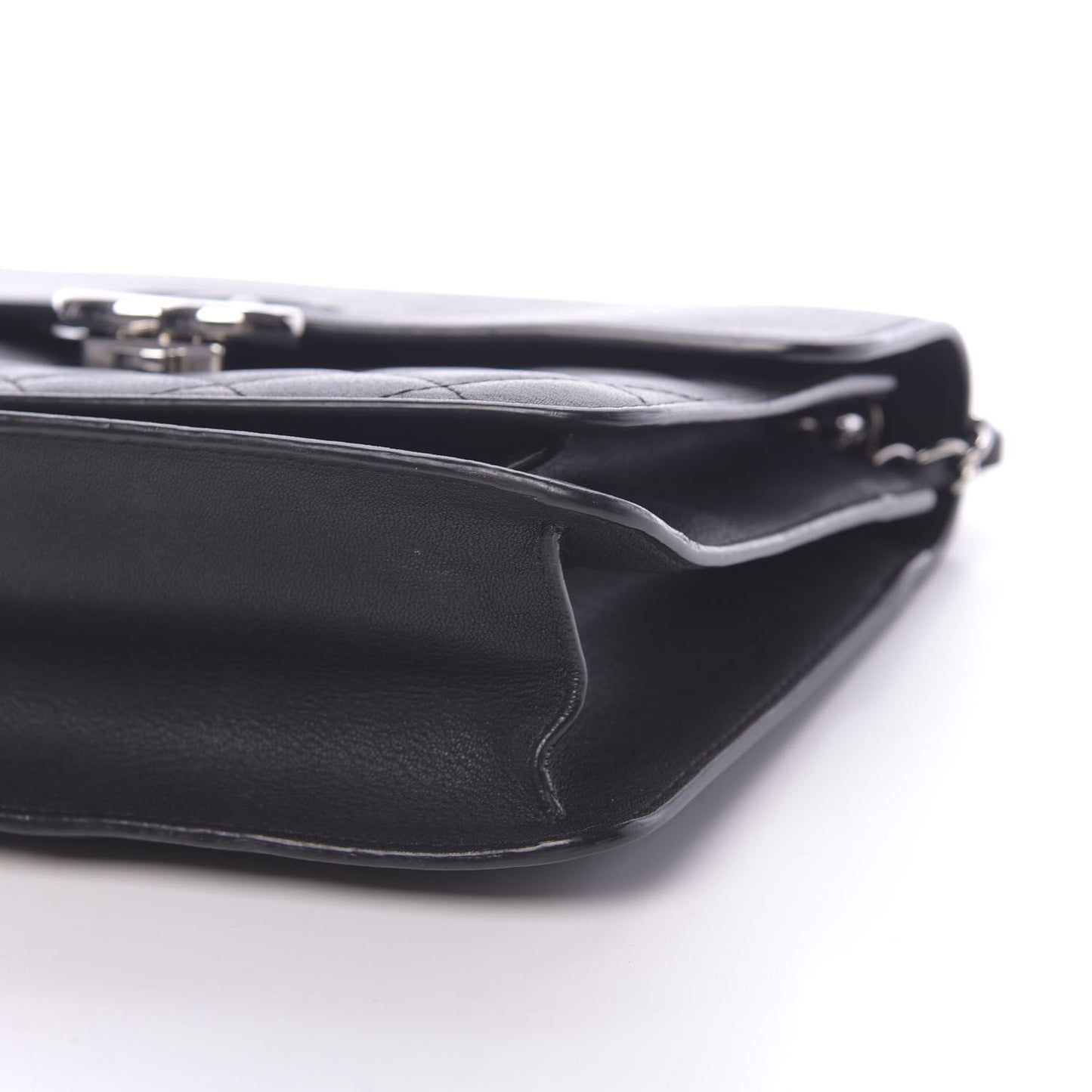 Calfskin Quilted Large CC Box Flap Box Black