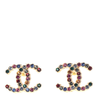 Chanel Crystal Over The Rainbow CC Earrings Gold Multicolor 1 of 4