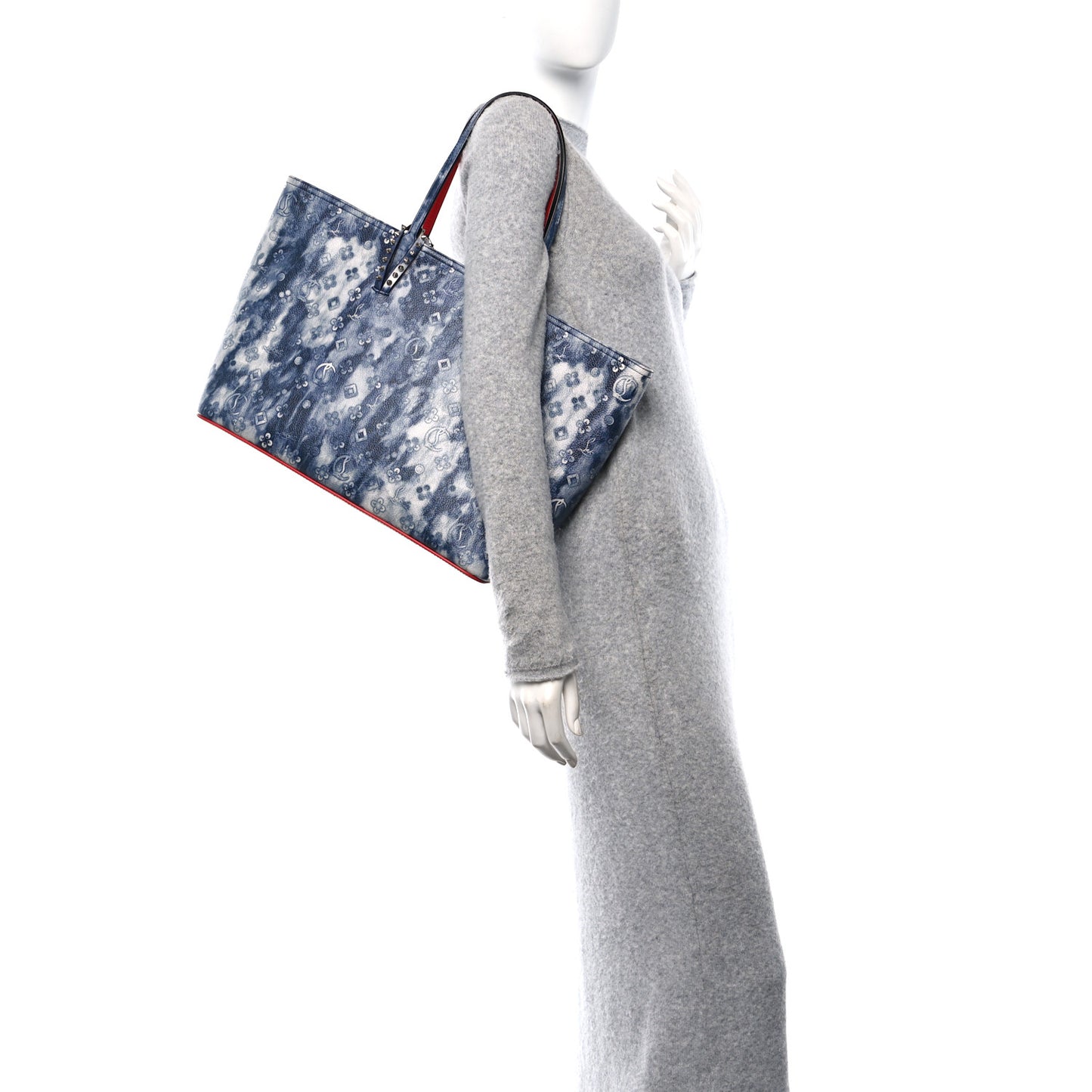 Metallic Calfskin Tie Dye Spikes East West Cabata Tote Multicolor