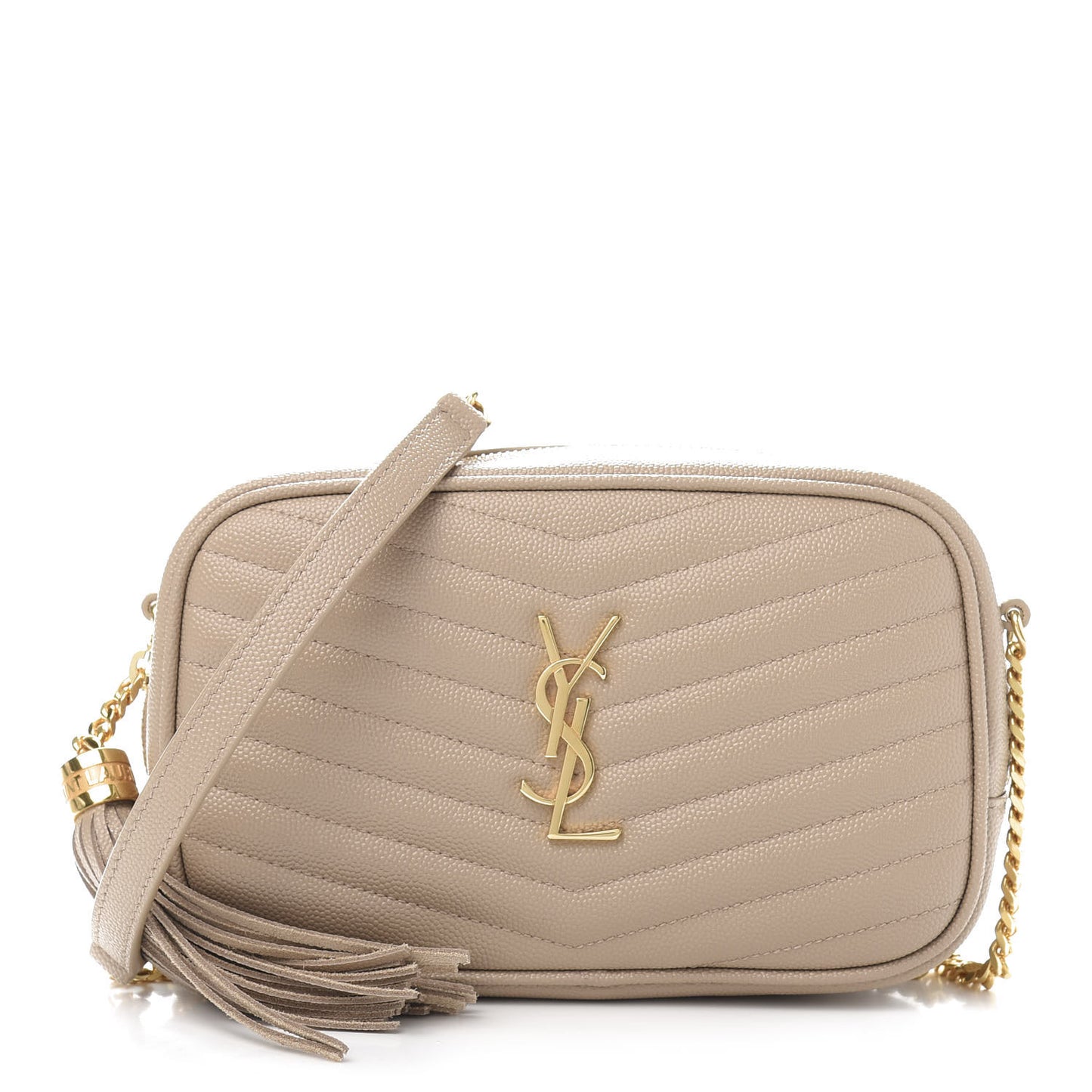 Grain De Poudre Matelasse Monogram Mini Lou Camera Bag Dark Beige