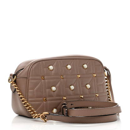 Gucci Calfskin Matelasse Studded Small Pearly GG Marmont Chain Shoulder Bag Porcelain Rose 3 of 10