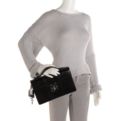 Gucci Python Small Lady Lock Briefcase Clutch Black 2 of 10