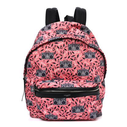 Saint Laurent Canvas Radio Print City Backpack Pink 1 of 9