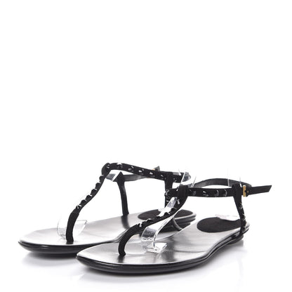 Gucci Kid Scamosciato Crystal Thong Sandals 39 Black 3 of 9
