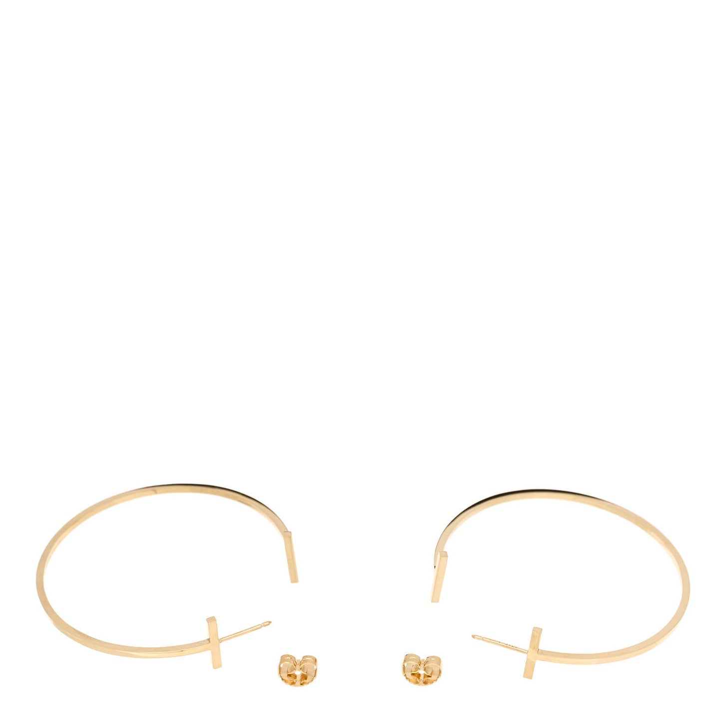 18K Yellow Gold Extra Large T Wire Hoop Earrings