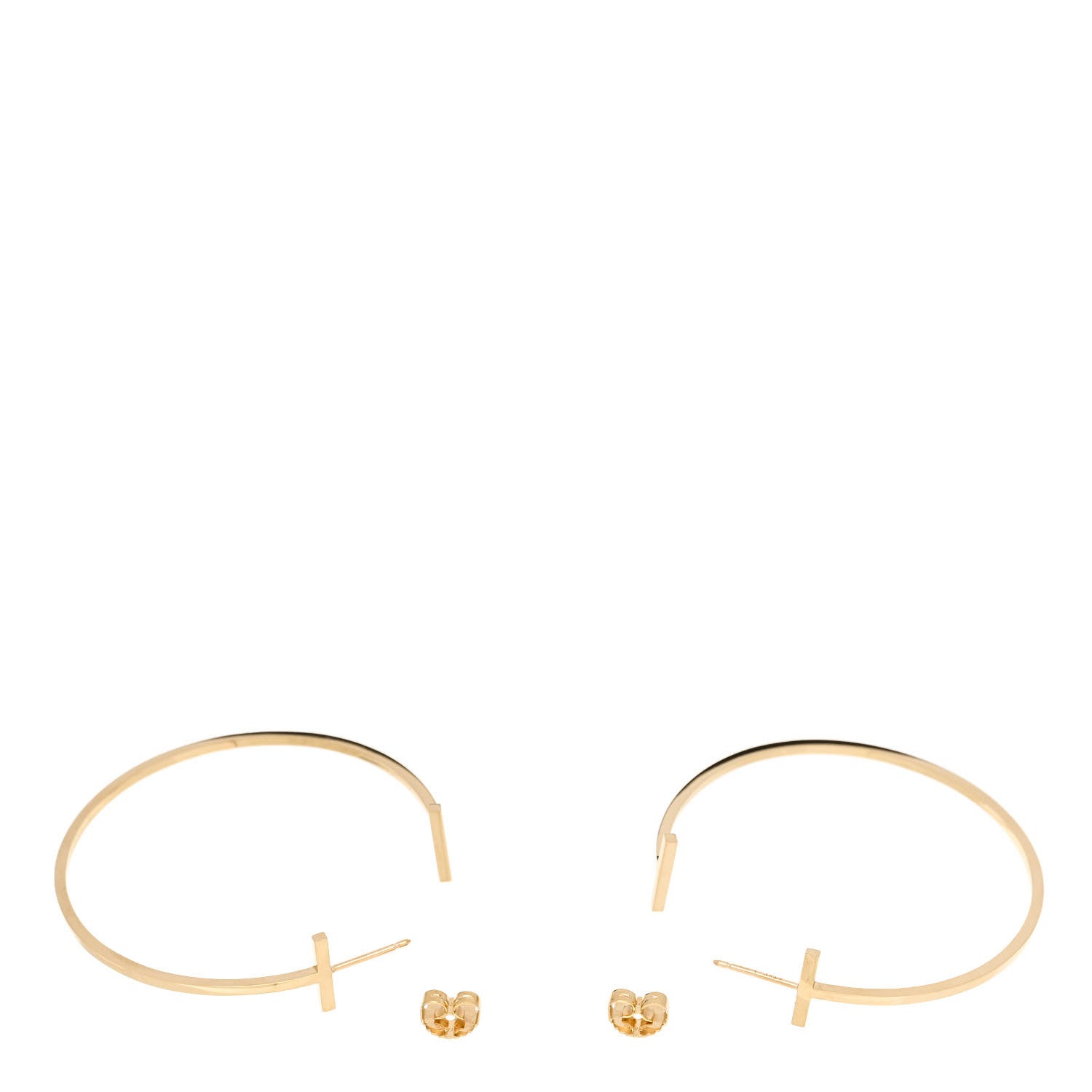 Tiffany 18K Yellow Gold Extra Large T Wire Hoop Earrings 3 of 4
