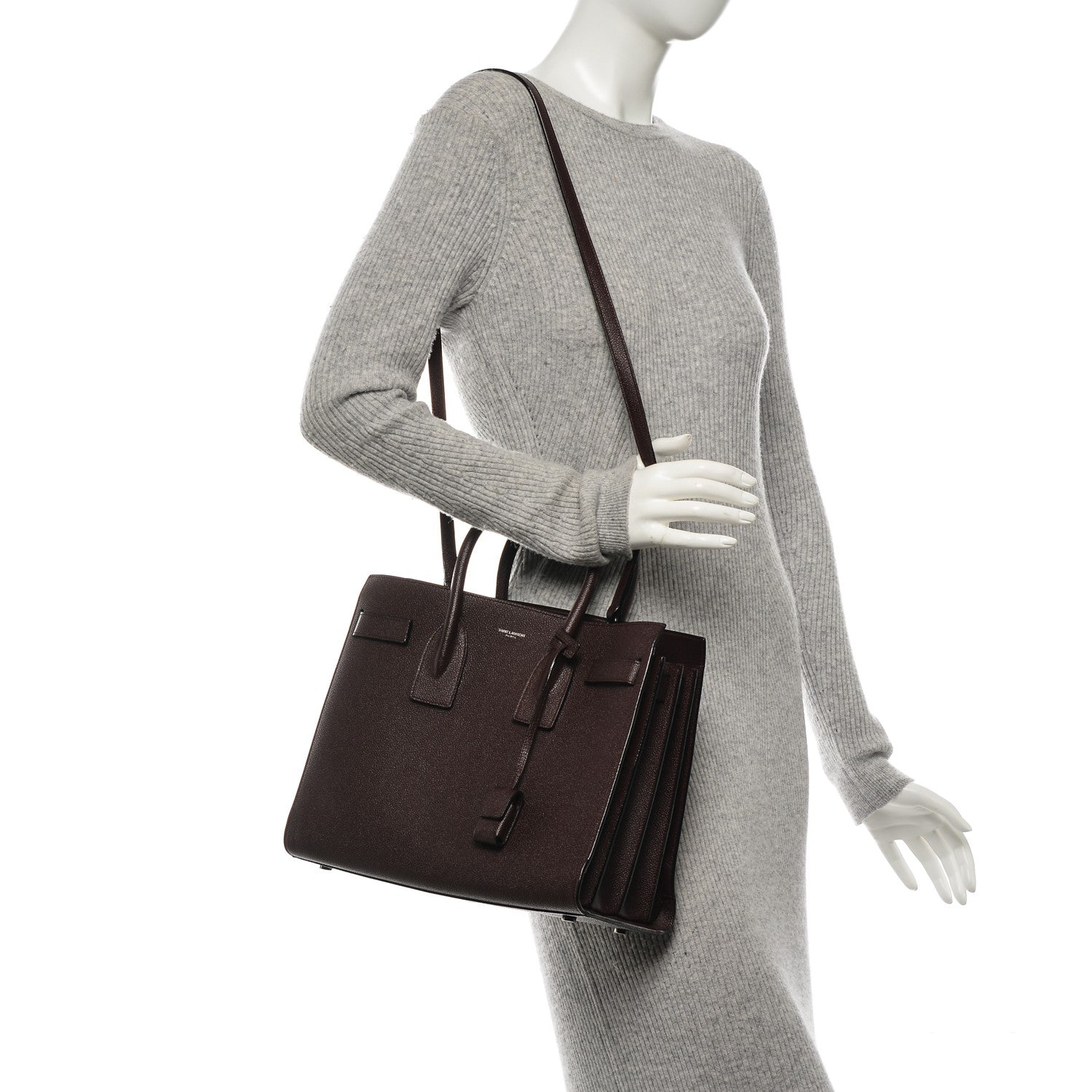 Saint Laurent Grained Calfskin Small Classic Sac De Jour Bordeaux 2 of 7