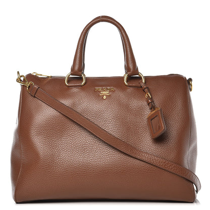 Prada Vitello Daino Boston Bag Palissandro 2 of 13