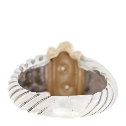 David Yurman Sterling Silver 14K Yellow Gold Diamond Cable Dome Ring 54 7 3 of 4
