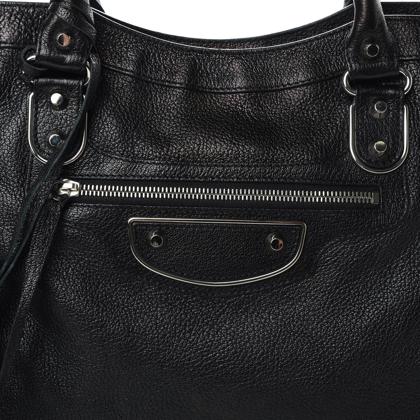 Chevre Silver Metallic Edge Hardware City Black