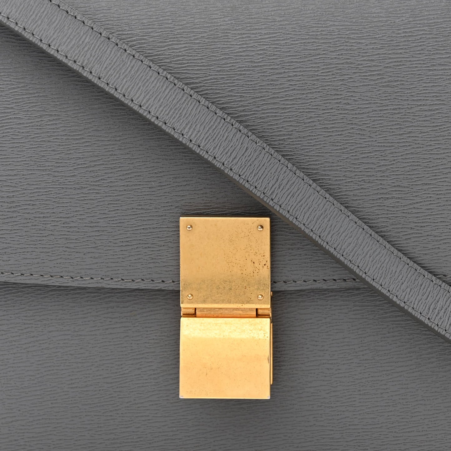 Liege Calfskin Medium Classic Box Flap Bag Medium Grey