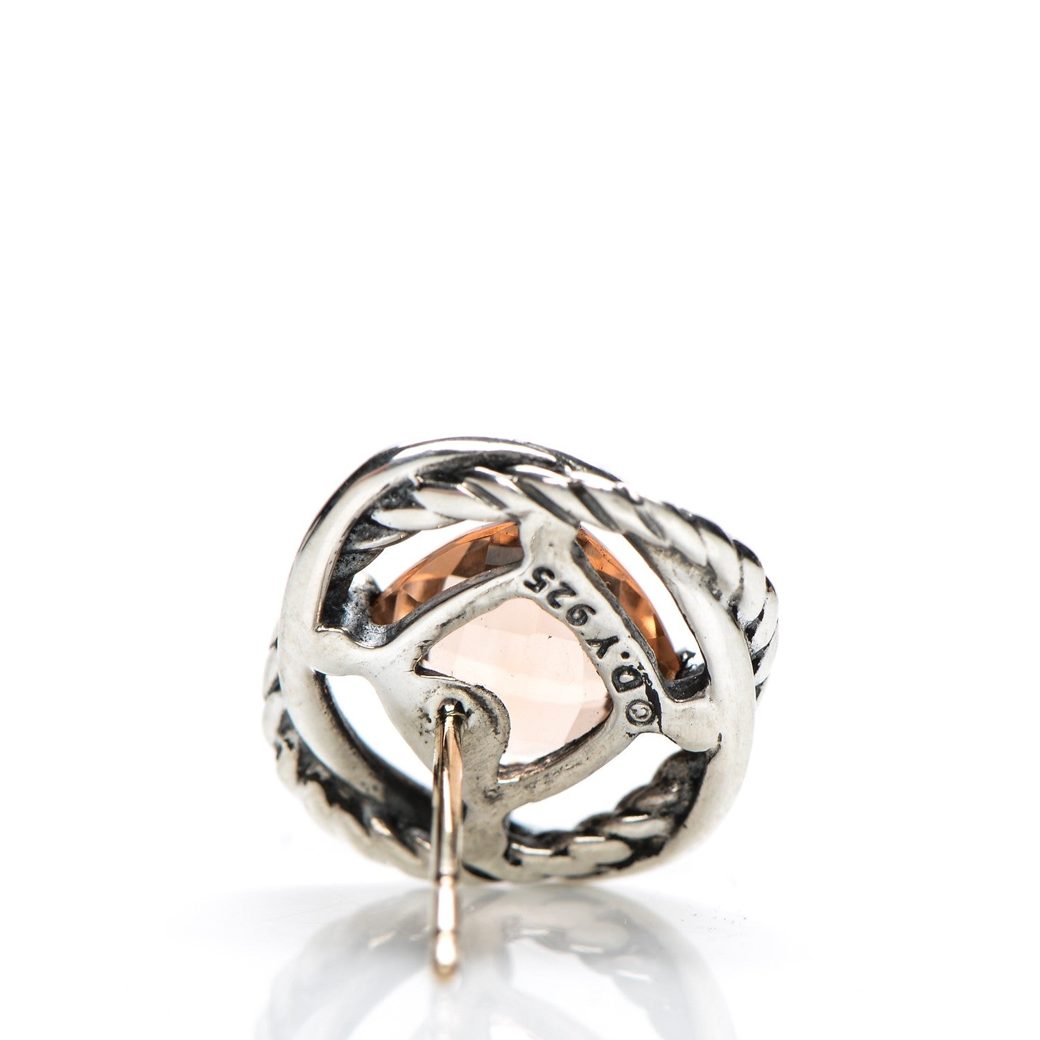 David Yurman Sterling Silver Morganite 7mm Infinity Earrings 3 of 5