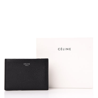 Celine Drummed Calfskin Gusset Card Holder Black 9 of 9
