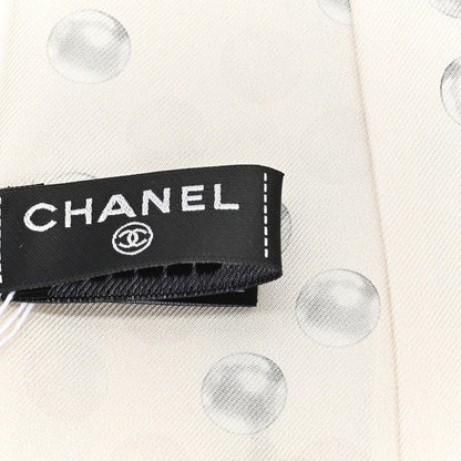 Chanel Silk Pearl CC Slim Bandeau Scarf Ecru Grey 3 of 3