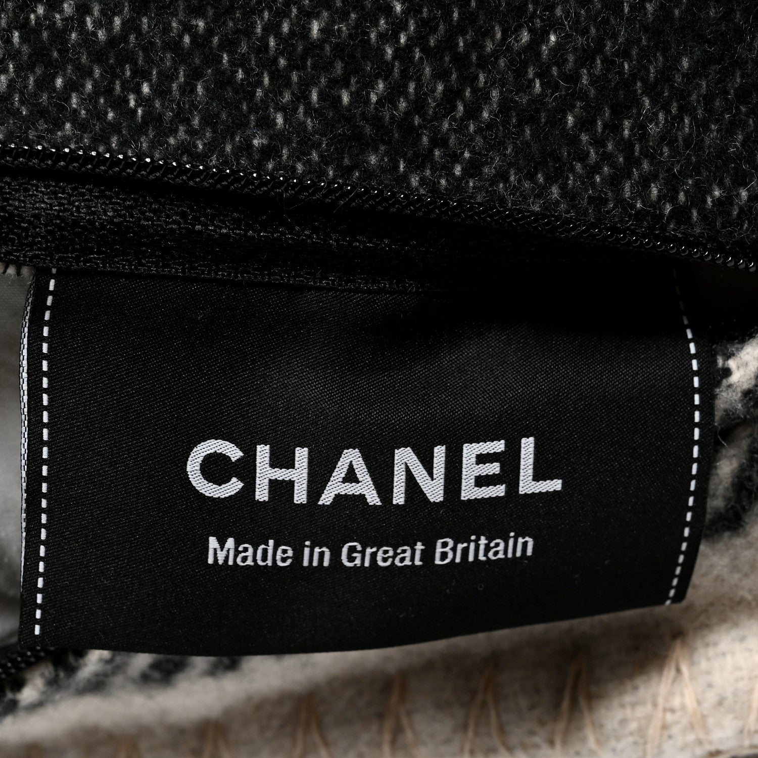 Chanel Merino Wool Cashmere CC Pillow Beige Black 3 of 3