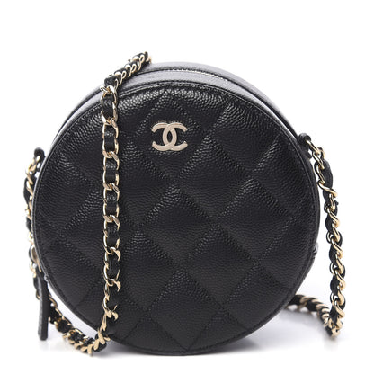 Chanel Caviar Quilted Round Clutch With Chain Black 1 of 10