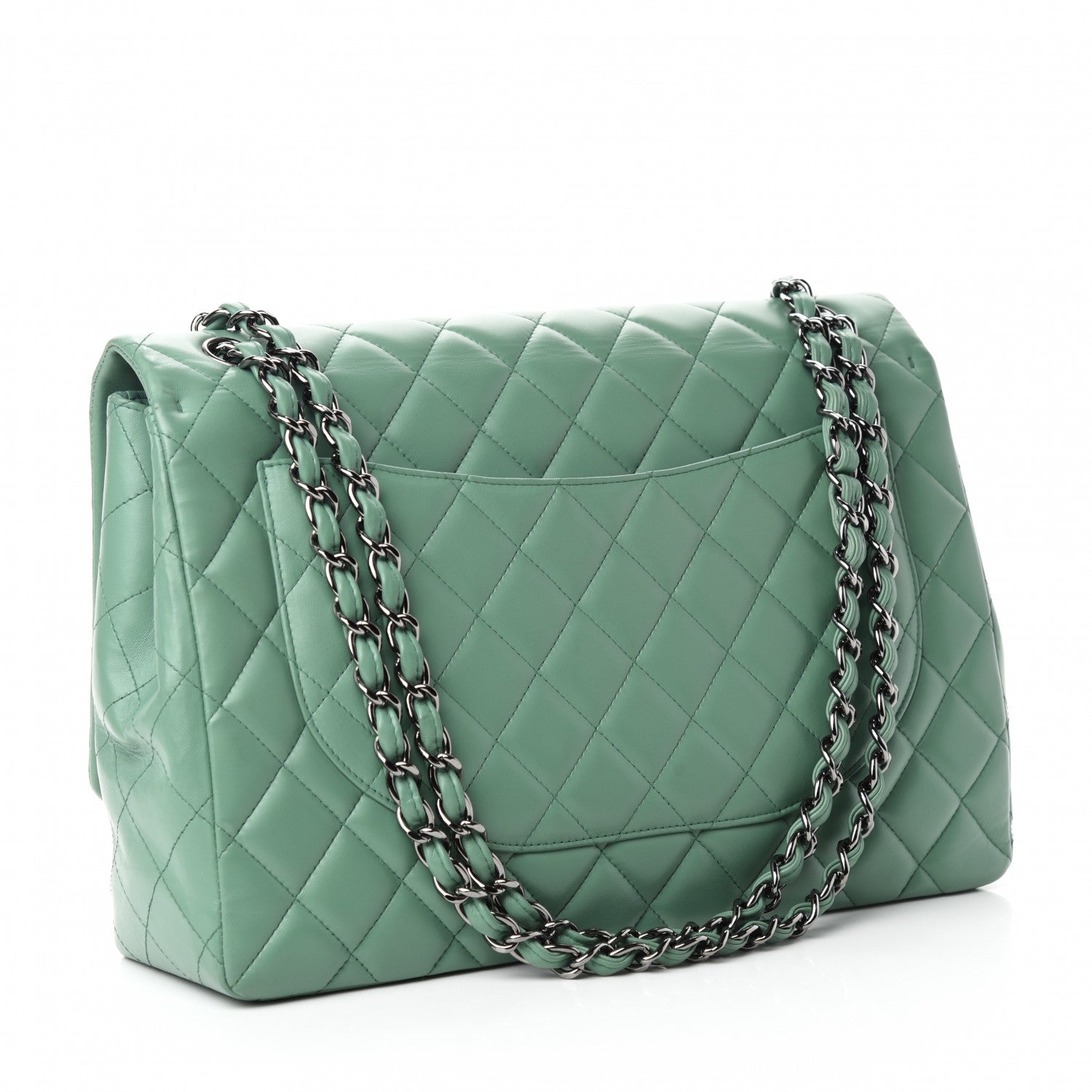 Chanel Lambskin Quilted Maxi Single Flap Green 3 of 11