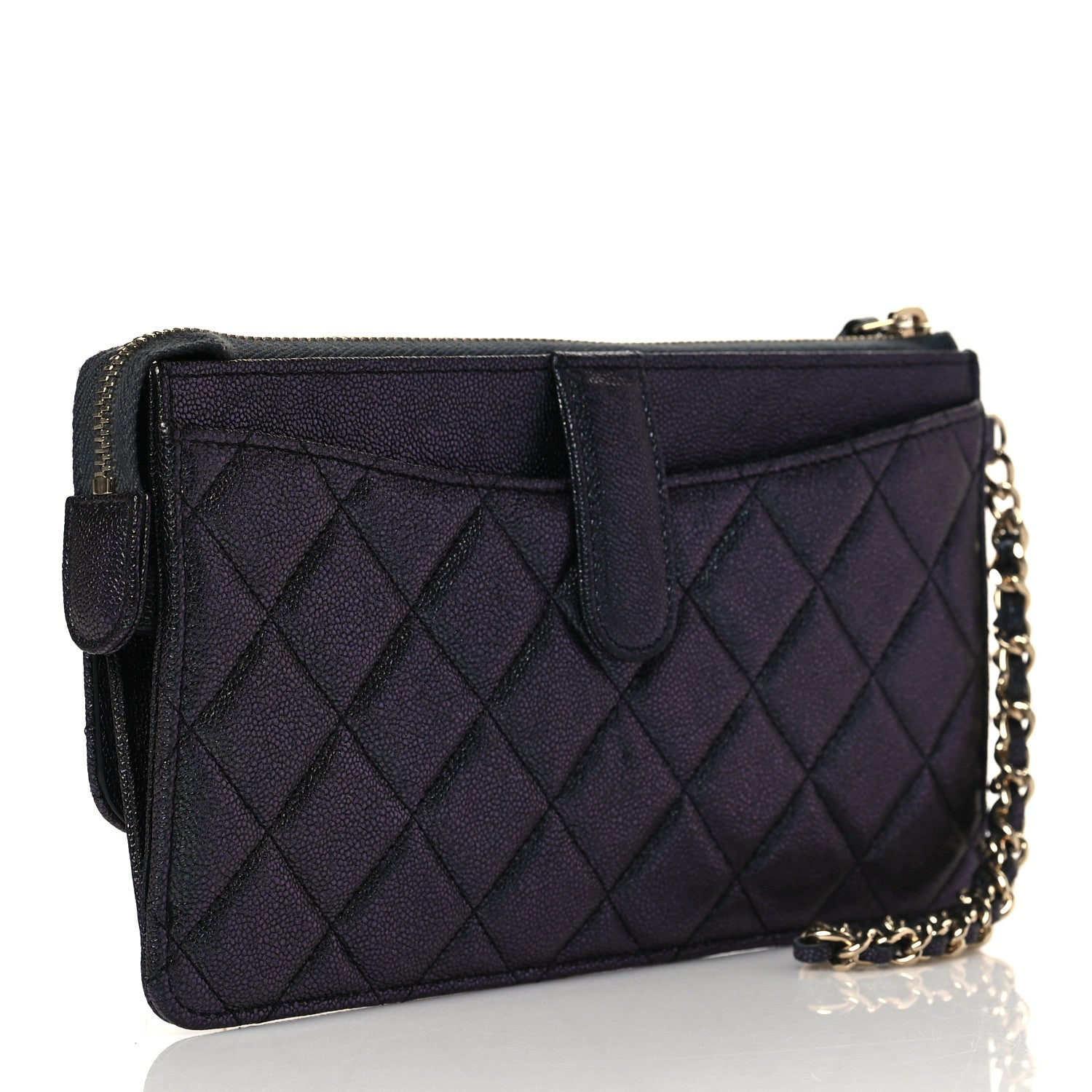 Chanel Iridescent Caviar Quilted Classic Pouch With Handle Black 4 of 10