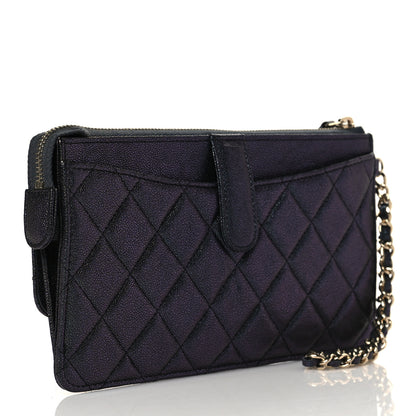 Chanel Iridescent Caviar Quilted Classic Pouch With Handle Black 4 of 10