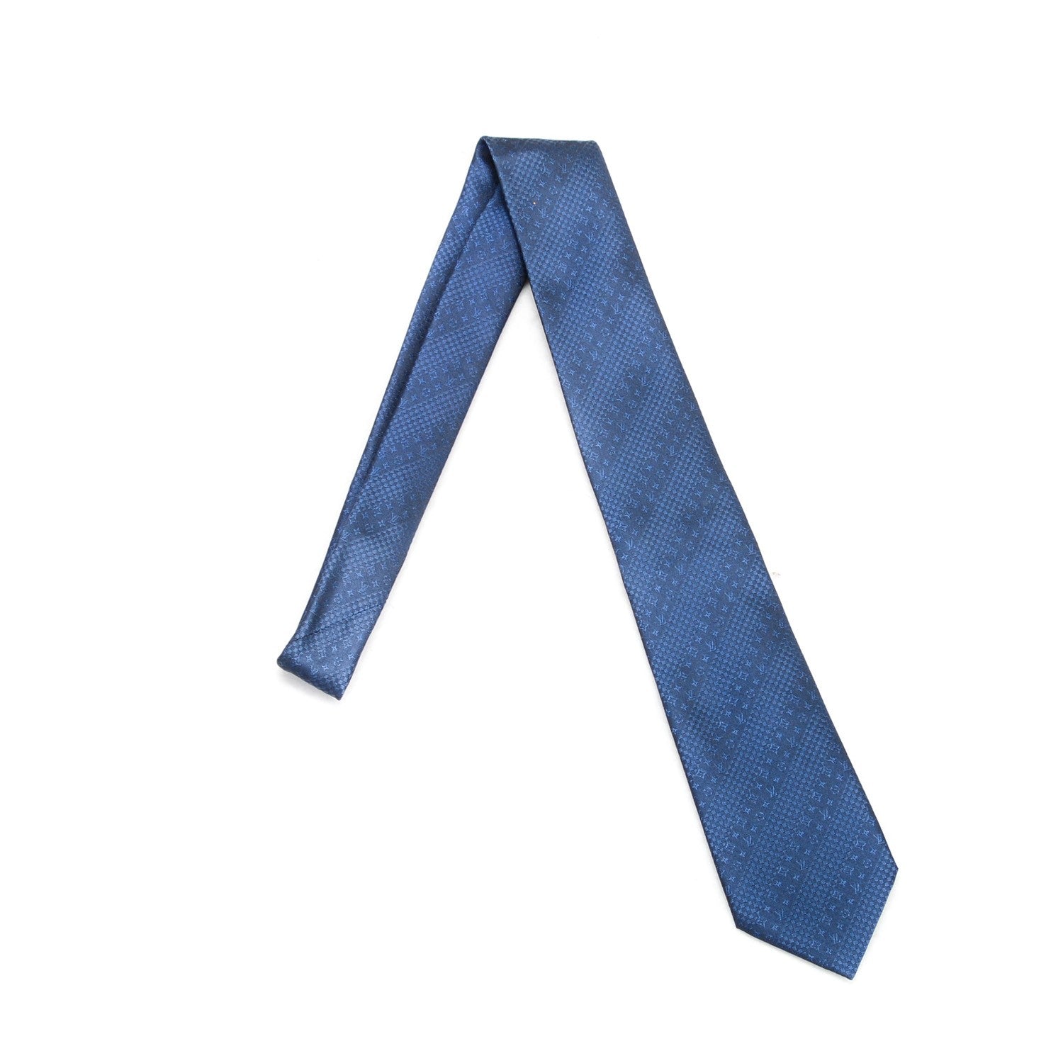 Louis Vuitton Monogram Silk Mens Neck Tie Marine 1 of 4