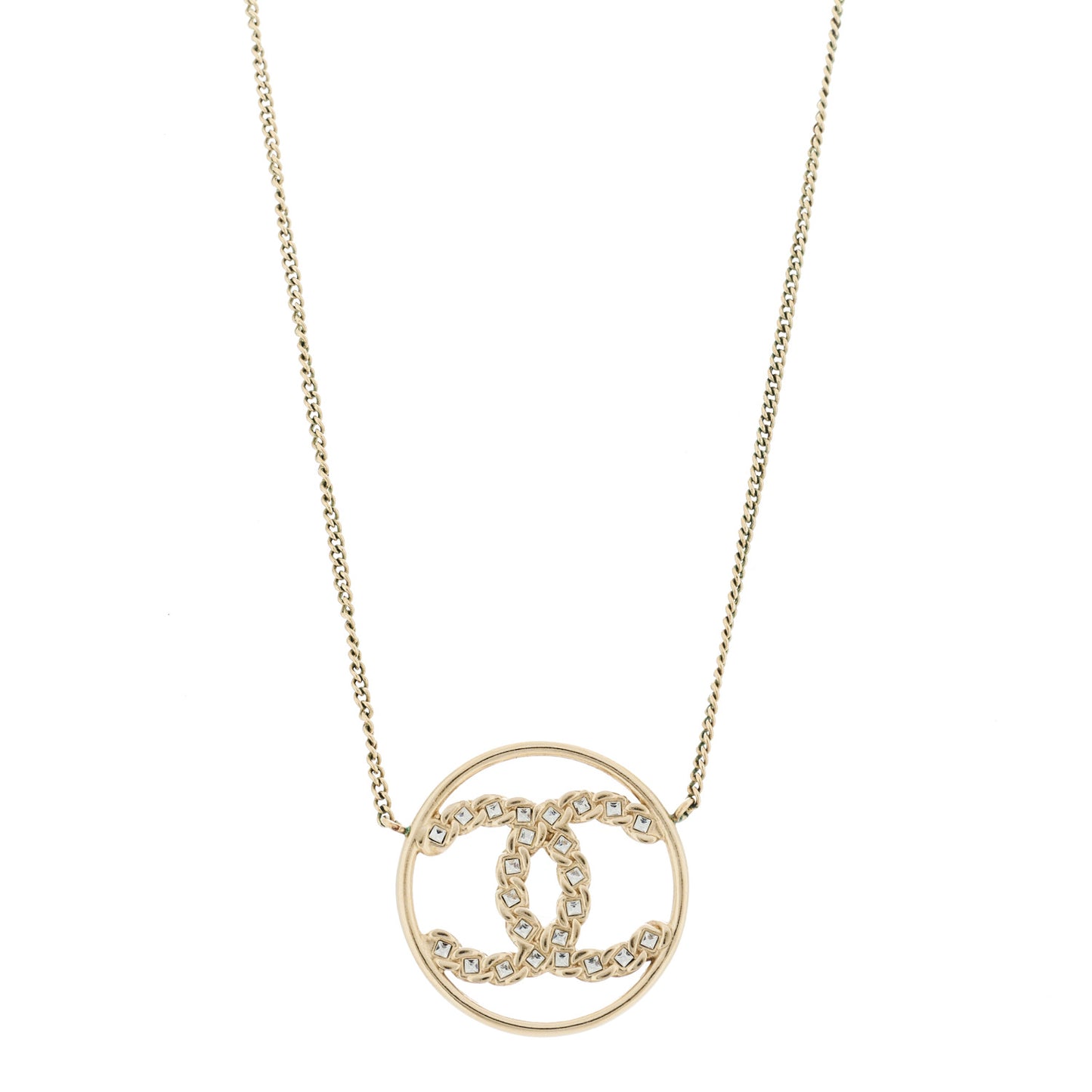 Baguette Crystal High Society CC Pendant Necklace Gold