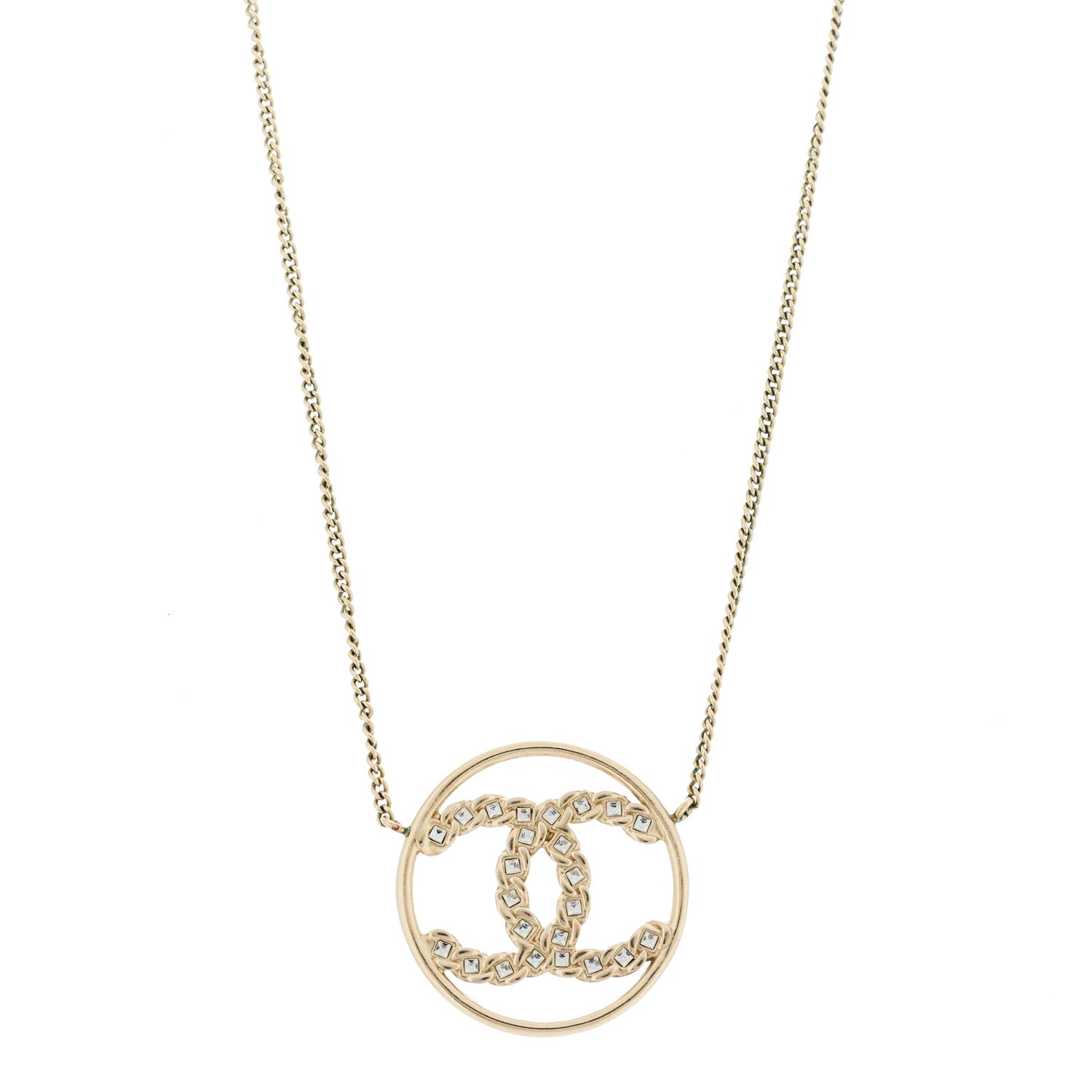 Chanel Baguette Crystal High Society CC Pendant Necklace Gold 1 of 6