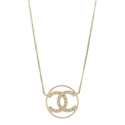 Chanel Baguette Crystal High Society CC Pendant Necklace Gold 1 of 6