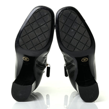 Chanel Crumpled Calfskin Cap Toe Chain Short Boots 38.5 Black 5 of 8