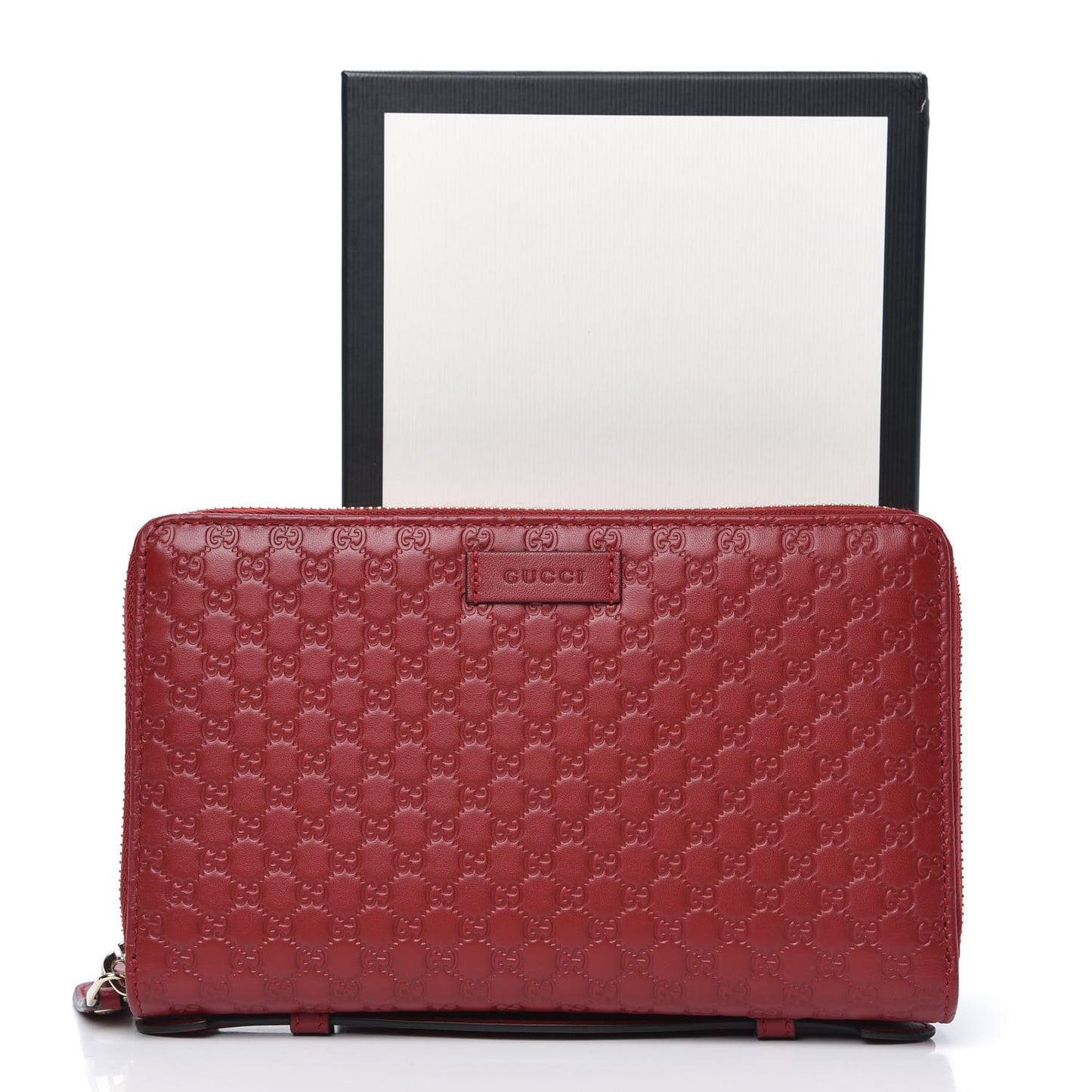 Microguccissima Zip Around Top Handle Travel Wallet Red