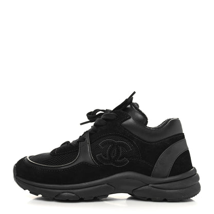 Chanel Fabric Calfskin Suede CC Sneakers 36 Black 1 of 7
