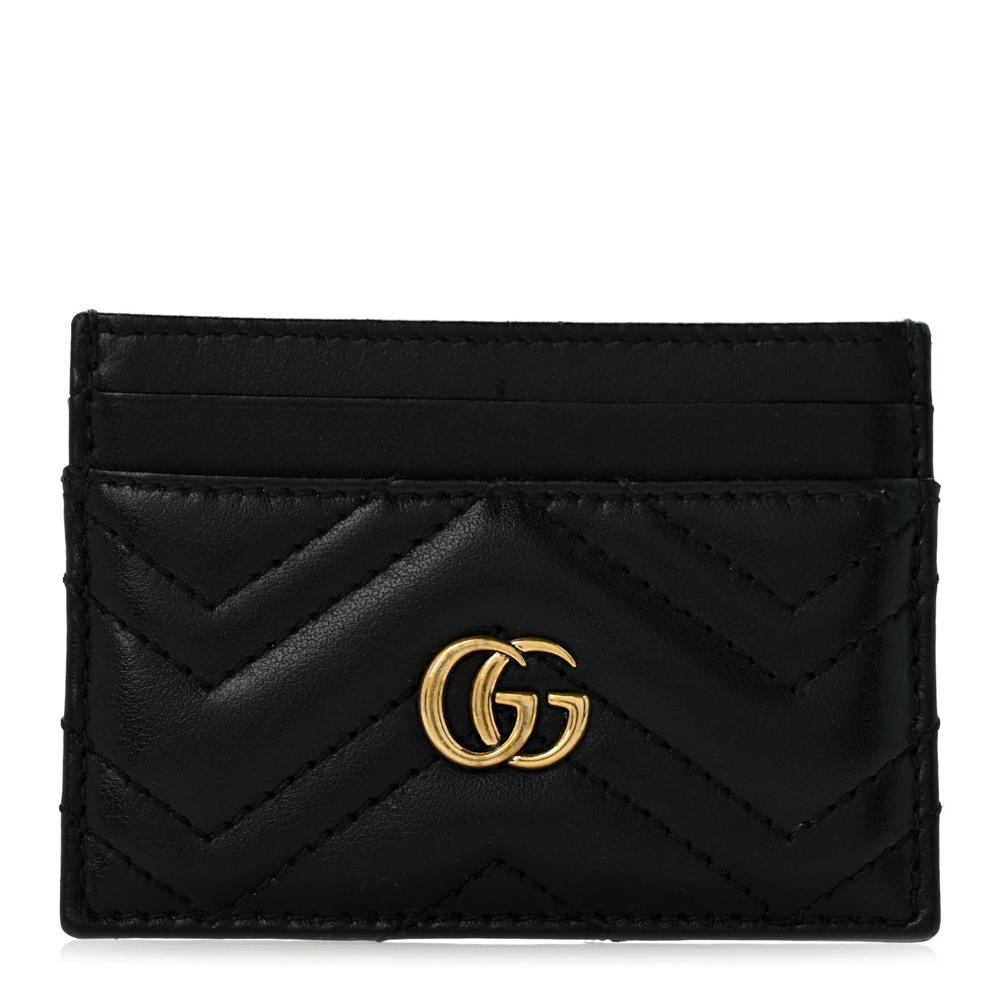 Calfskin Matelasse GG Marmont Card Holder Black