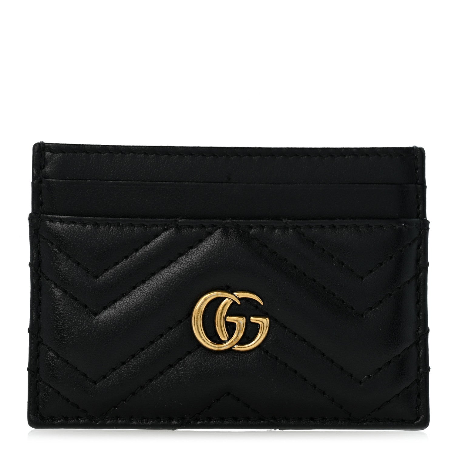 Gucci Calfskin Matelasse GG Marmont Card Holder Black 1 of 7