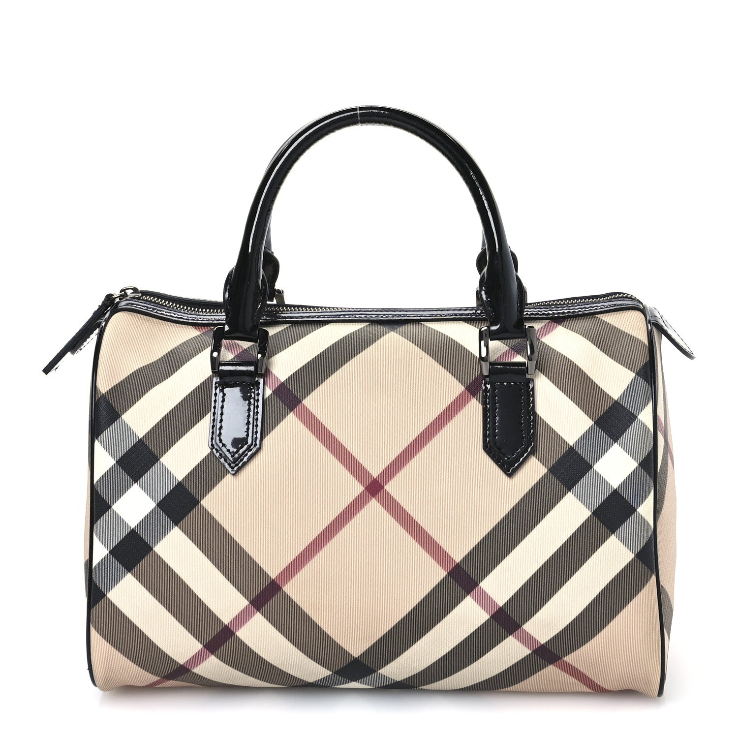 Burberry Nova Check Patent Small Chester Bowling Bag Black 9 of 15