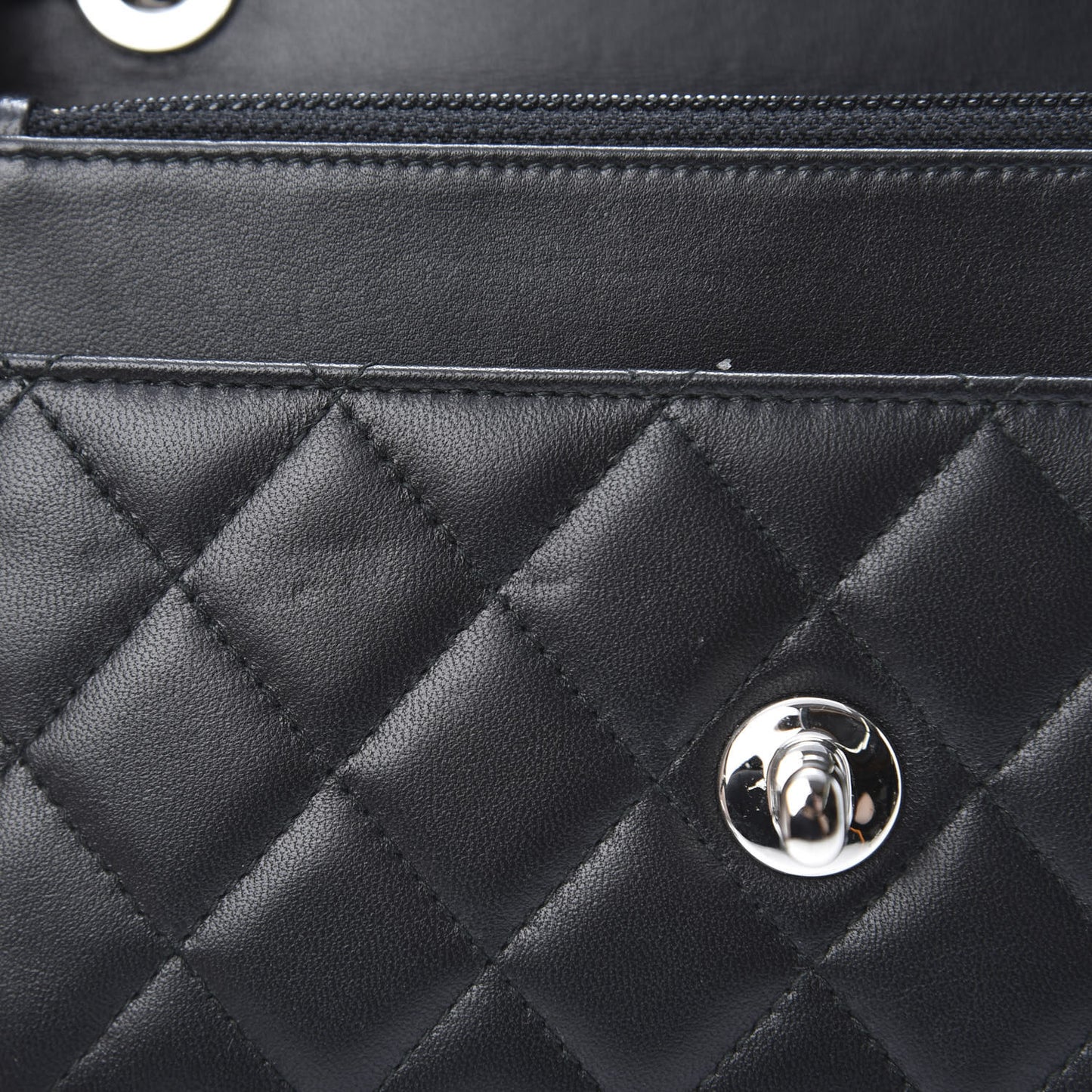 Lambskin Quilted Trendy CC Wallet On Chain WOC Black