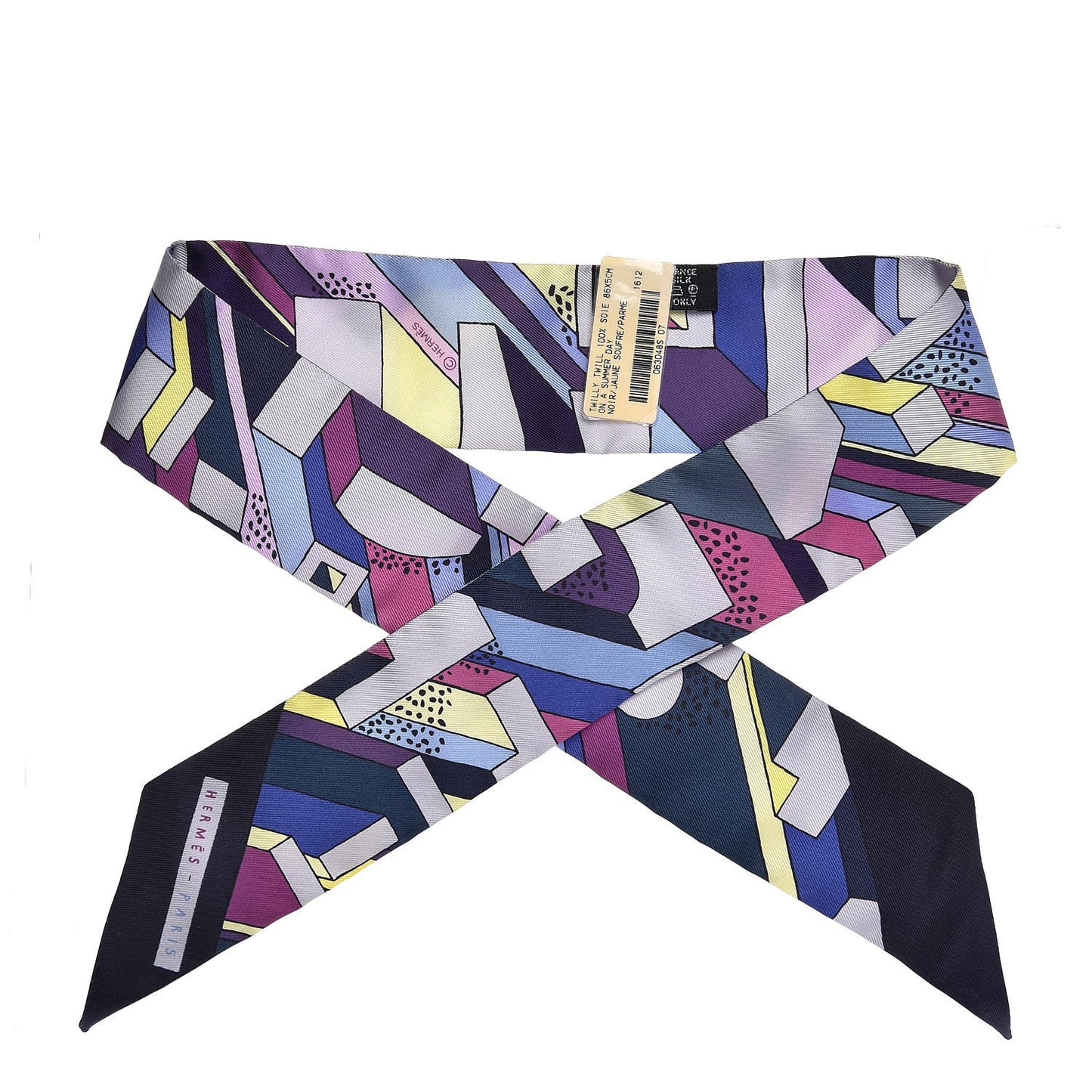 Silk On A Summer Day Twilly Black Jaune Soufre Parme