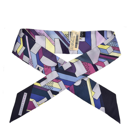 Hermes Silk On A Summer Day Twilly Black Jaune Soufre Parme 1 of 5