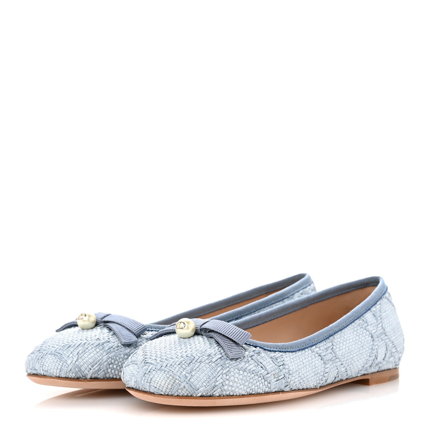 Christian Dior Raffia Cannage Ballet Flat 37 Bleu Pastel 4 of 10