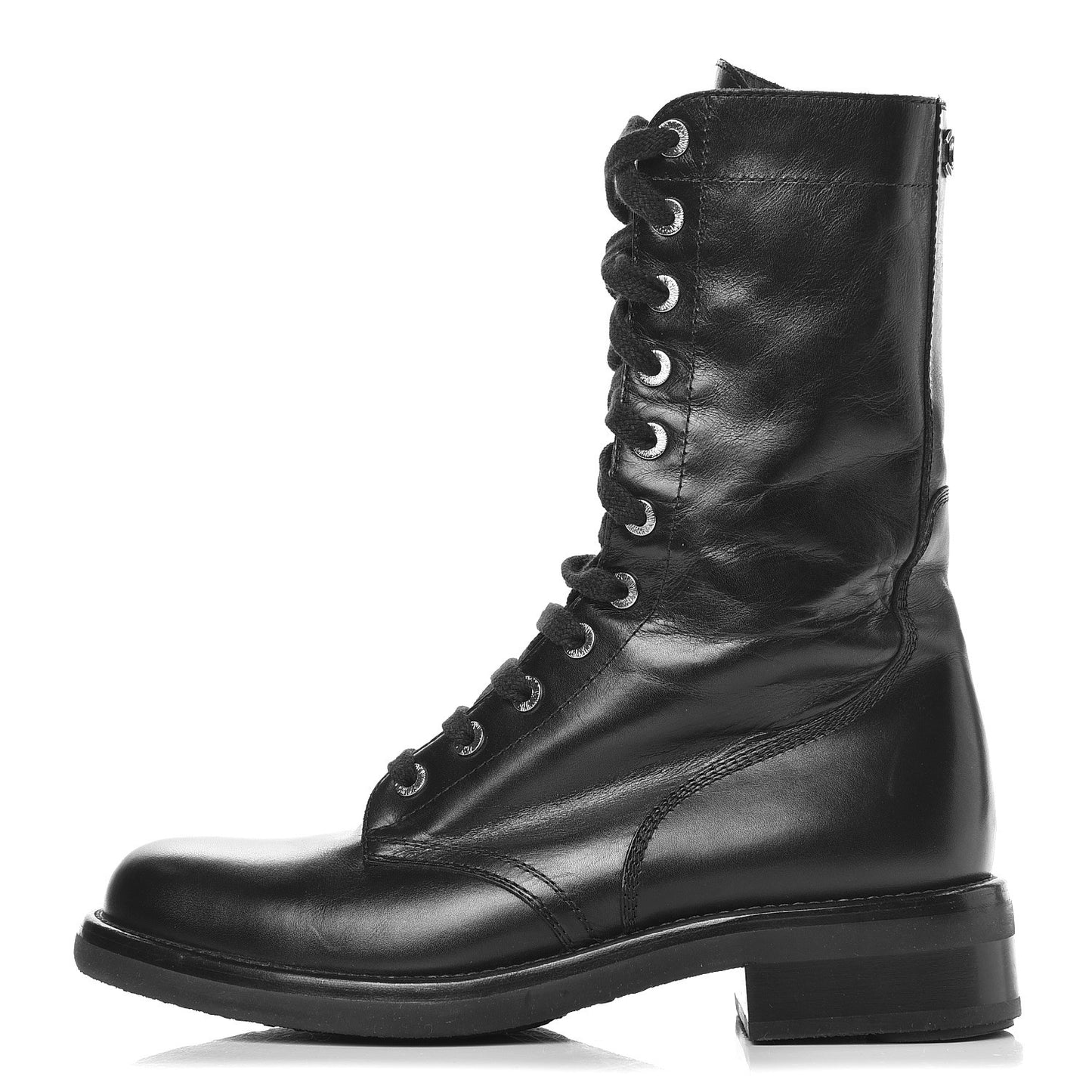 Crinkled Calfskin Paris Edinburgh CC Combat Boots 40 Black